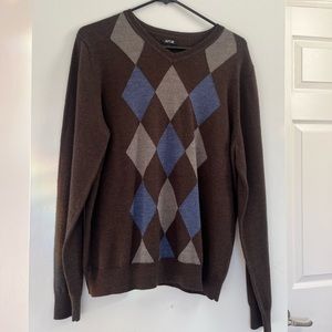 thrifted apt.9 brown triangle sweater